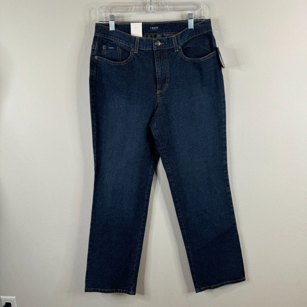 IZOD Jeans Womens 8 Boot Cut Stretch Straight‎ Dark Sandblast Denim NWT
